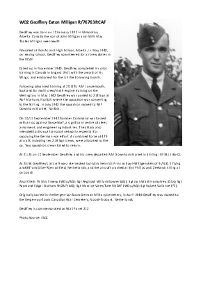 A preview of a PDF biography for Milligan, Geoffrey Eaton